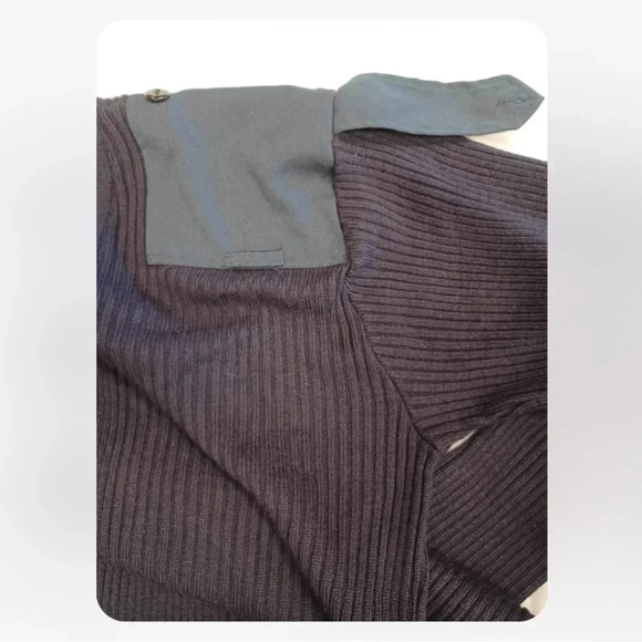 Cobmex Military V Neck Commando Blue/Black Ribbed Sweater  Size 2X - Picture 9 of 12